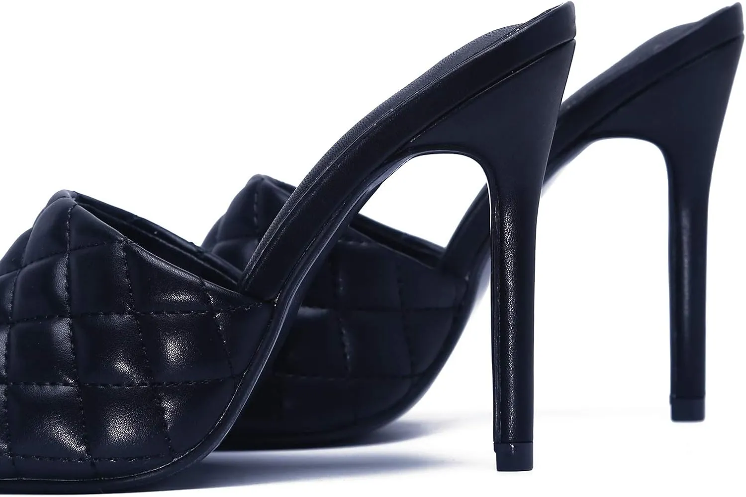 Cape Robbin Stitch Square Toe Quilted Stiletto Open Toe Mule Dress Sandals