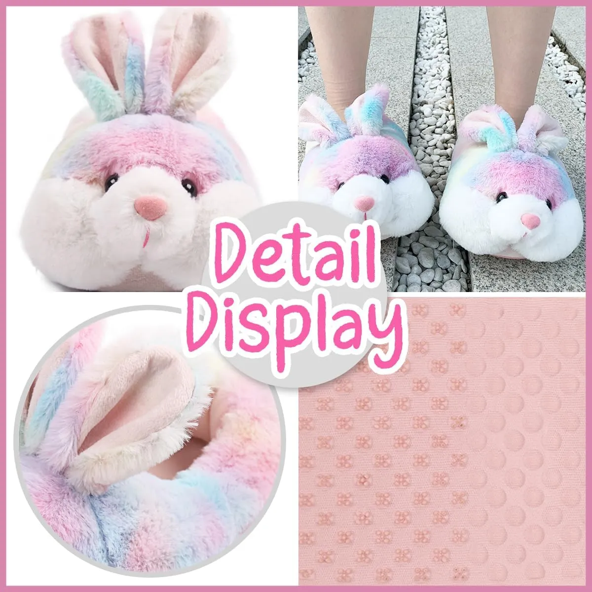 Caramella Bubble Kids Classic Bunny Slippers,Cute Animal Anti Slip House Shoes for Boy and Girl,Rabbit Slippers Christmas Halloween Easter Gifts