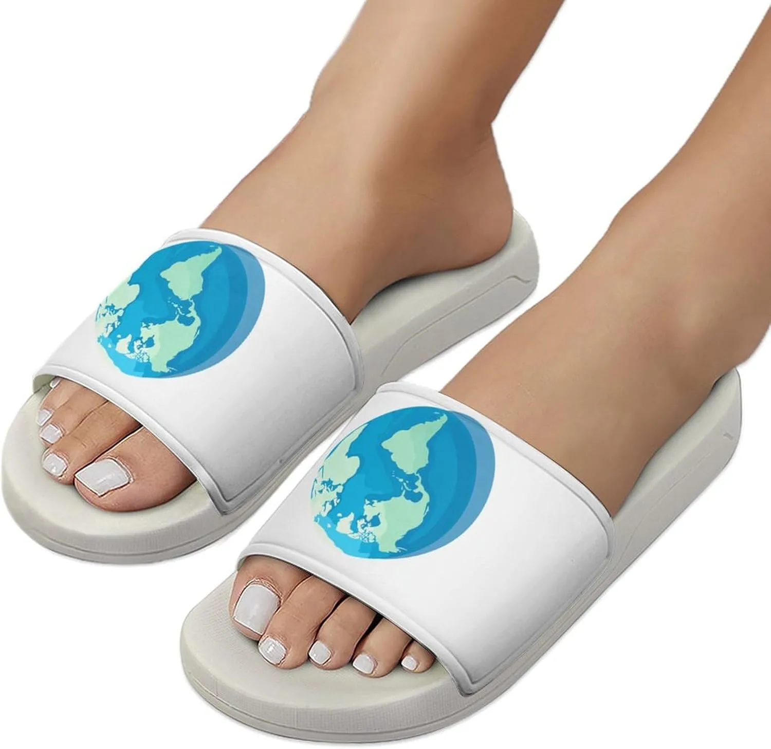 Cartoon Earth Open Toe Slippers for Women And Men Non Slip Shower Slippers Home Slippers