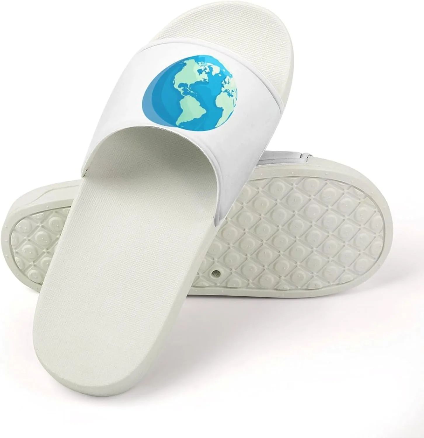 Cartoon Earth Open Toe Slippers for Women And Men Non Slip Shower Slippers Home Slippers