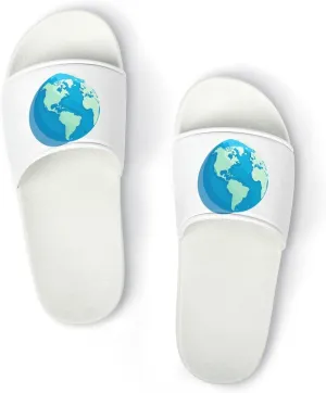 Cartoon Earth Open Toe Slippers for Women And Men Non Slip Shower Slippers Home Slippers