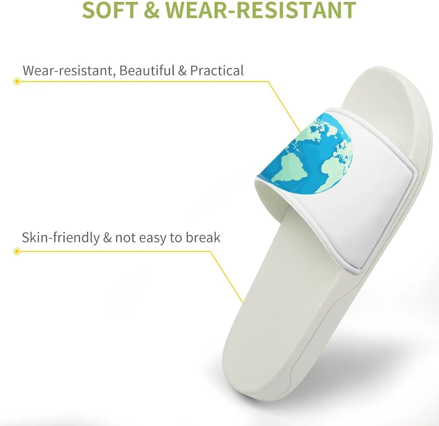 Cartoon Earth Open Toe Slippers for Women And Men Non Slip Shower Slippers Home Slippers