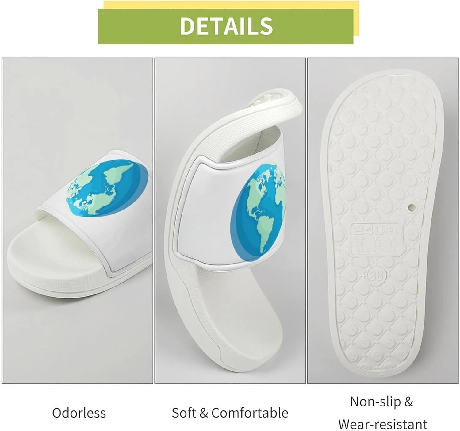 Cartoon Earth Open Toe Slippers for Women And Men Non Slip Shower Slippers Home Slippers