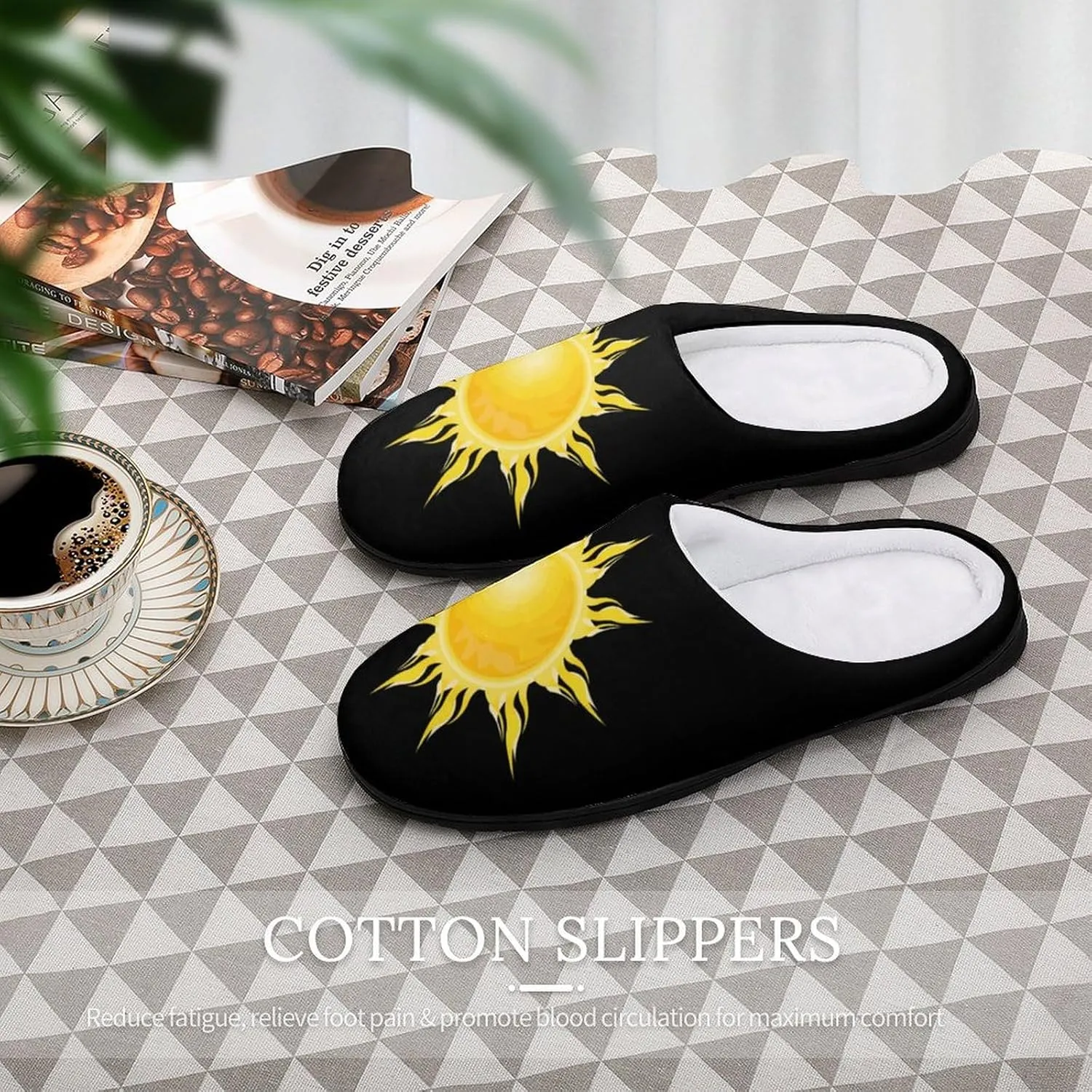 Cartoon Sun Sunshine Women's House Slippers Warm Anti-Slip Cotton Slippers Home Shoes Indoor Outdoor
