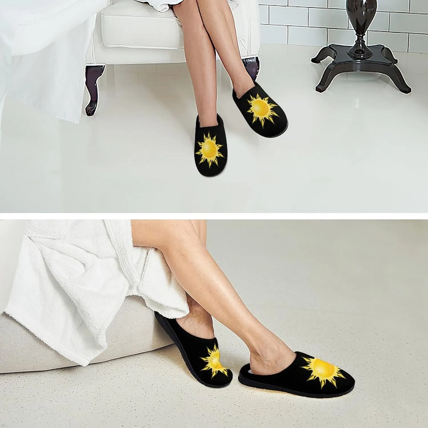 Cartoon Sun Sunshine Women's House Slippers Warm Anti-Slip Cotton Slippers Home Shoes Indoor Outdoor
