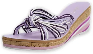 Cecelia New York Spinner Black/White Slip On Flower Strap Fashion Sandals, 10