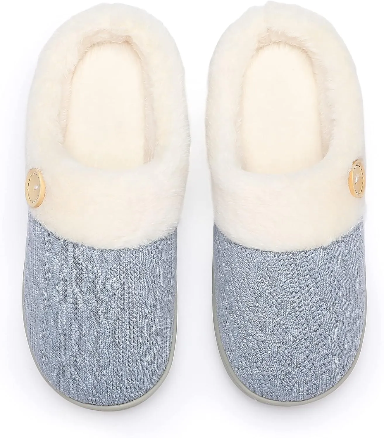 Chantomoo Womens Slipper Warm Comfy Memory Foam House Slippers Knitted Shoes Faux Fur Lined Anti-Skid Rubber Sole Bedroom Cozy Indoor Outdoor Slippers