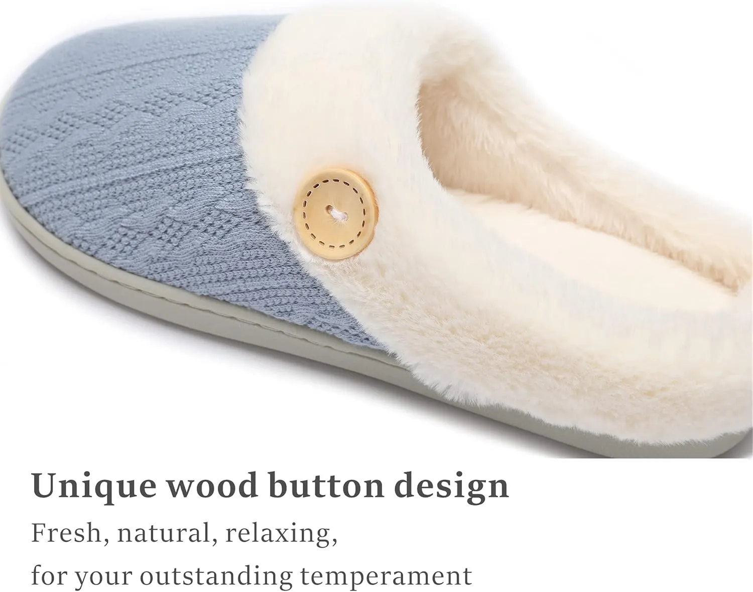 Chantomoo Womens Slipper Warm Comfy Memory Foam House Slippers Knitted Shoes Faux Fur Lined Anti-Skid Rubber Sole Bedroom Cozy Indoor Outdoor Slippers