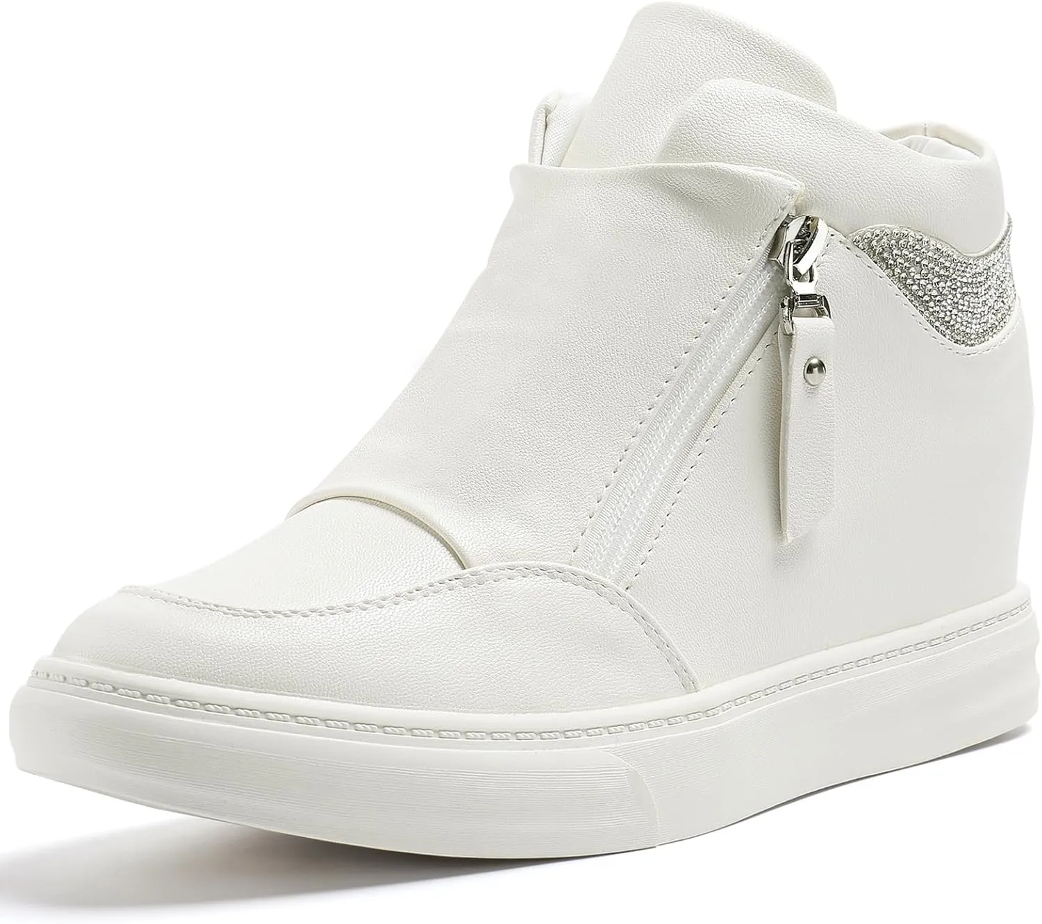 Ckrola Womens Fashion Platform Shoes Hidden Wedge Heel High Top Sneakers for Women Platform Boots Working Shoes Women