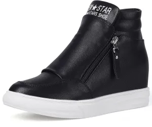 Ckrola Womens Fashion Platform Shoes Hidden Wedge Heel High Top Sneakers for Women Platform Boots Working Shoes Women