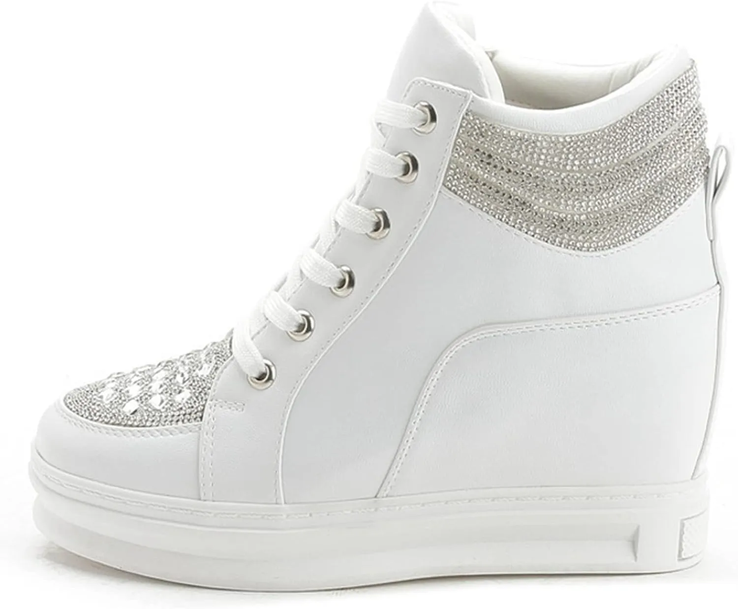 Ckrola Womens Fashion Platform Shoes Hidden Wedge Heel High Top Sneakers for Women Platform Boots Working Shoes Women