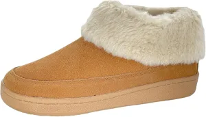Clarks Womens Slipper Suede Ankle Bootie JMH1883 -Plush Faux Fur Collar and Lining - Indoor Outdoor House Slippers For Women (9 M US, Cinnamon)