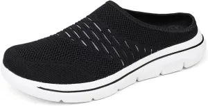Clogs for Women Breathable Soft Mesh Mules Fashion Knitted Backless Slip On Lightweight Walking Shoes Casual Closed Toe Orthopedic Mules with Arch-Support Comfortable Wedge Mule
