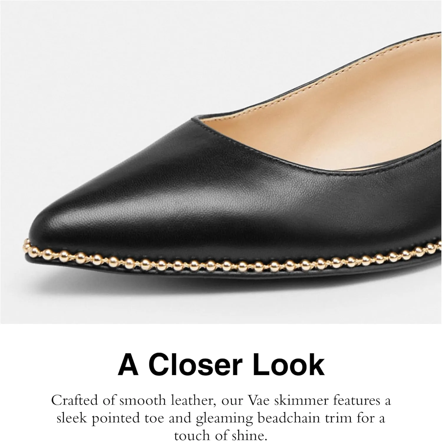 Coach Women's VAE Leather Skimmer Ballet Flat, Black, 7