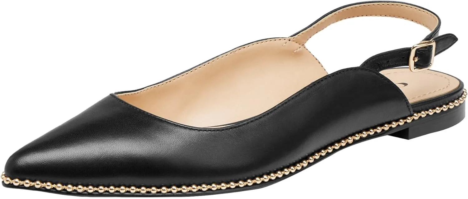 Coach Women's VAE Leather Skimmer Ballet Flat, Black, 7
