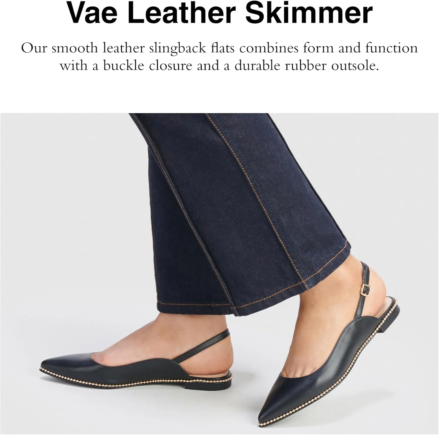 Coach Women's VAE Leather Skimmer Ballet Flat, Black, 7