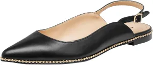 Coach Women's VAE Leather Skimmer Ballet Flat, Black, 7