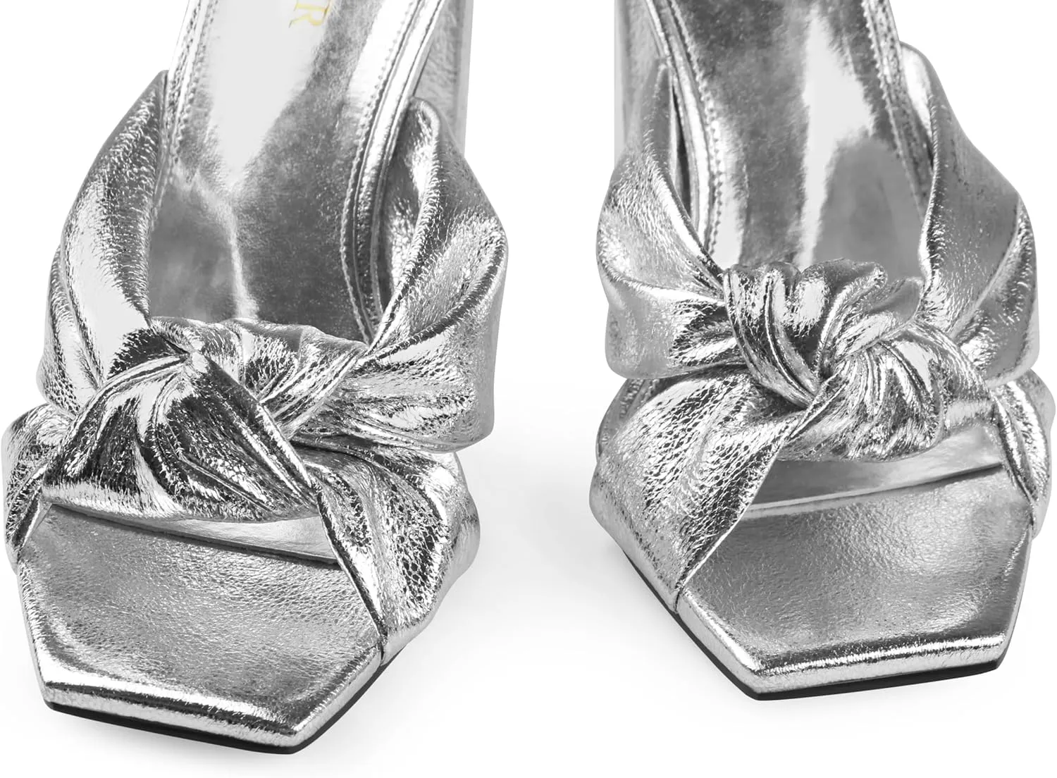 COLETER Women's Chunky Heeled Mules Bow Knot Square Toe Sandals Summer Evening Party Shoes