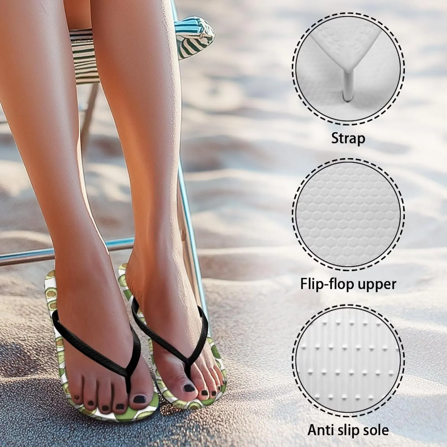 Coloranimal Flip Flops for Women Sandals Women Comfortable Womens Flip Flops House Slippers Beach Sandals Water Resistant Shower Shoes