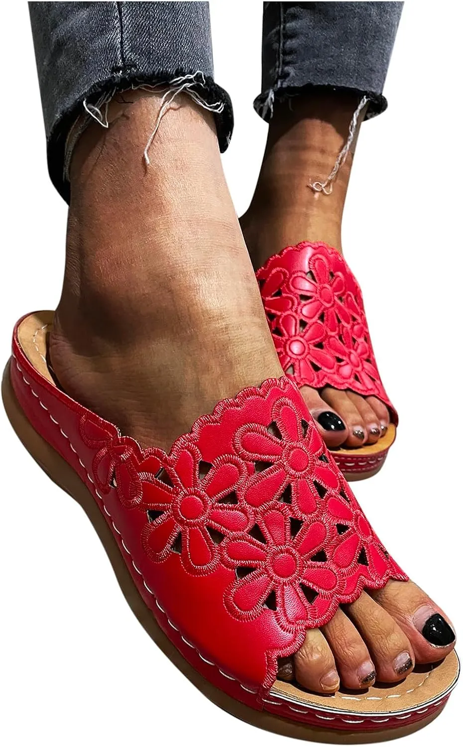 Comfortable Slide Sandals Flower Hollow Out Sandals Women's Summer Chrysanthemum Casual Fashion Women's slipper