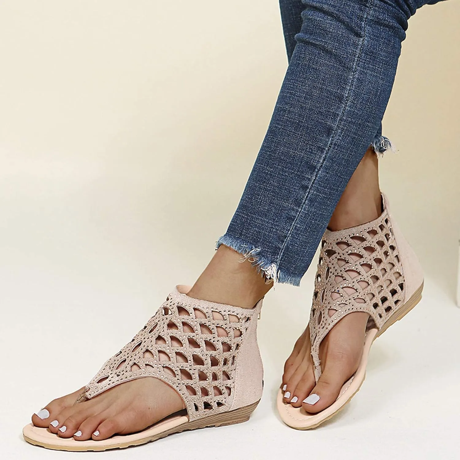 Comfortable Slip on Slide Sandals for Women Splicing Soft Sole Breathable Shoes Casual Non Slip Flat Sandals