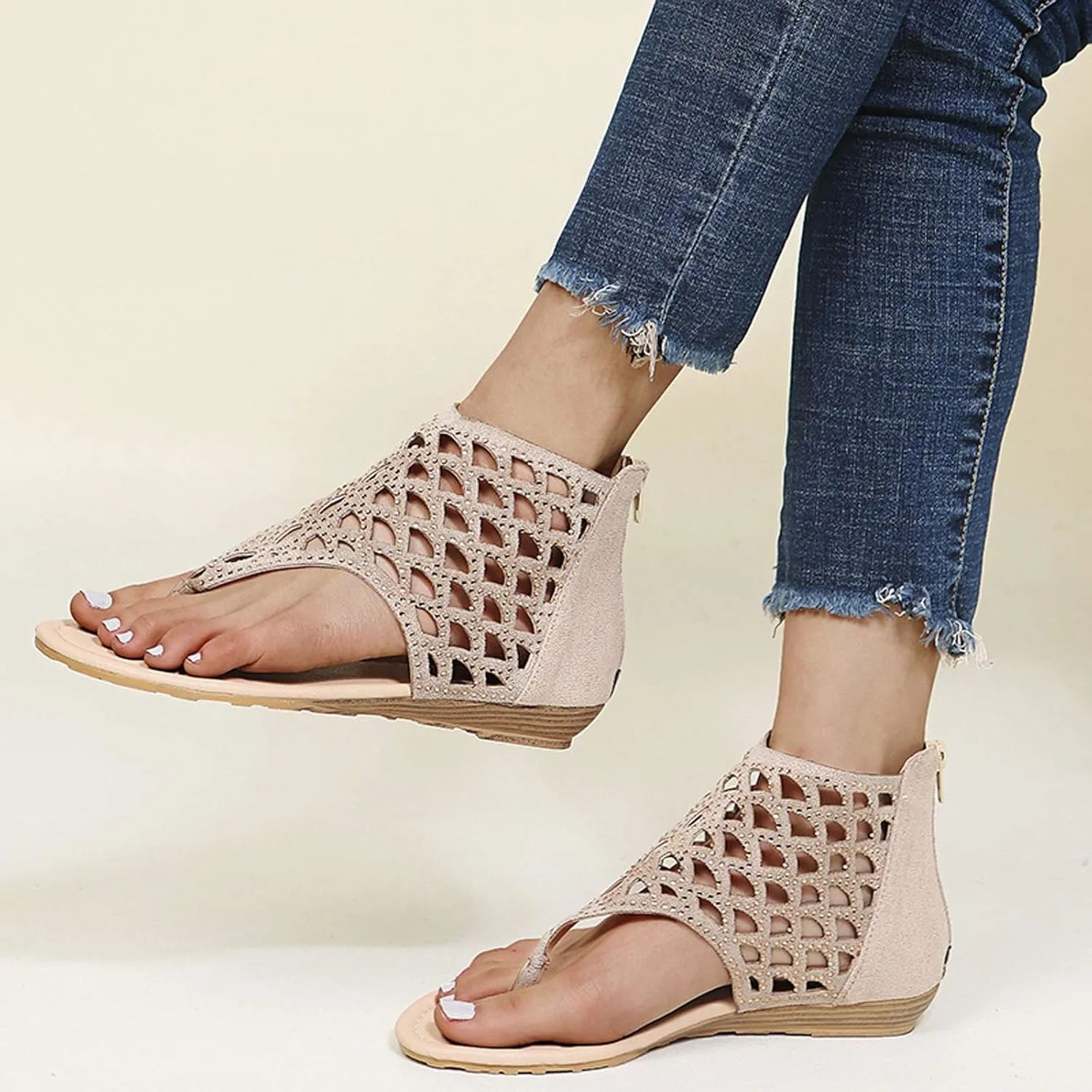 Comfortable Slip on Slide Sandals for Women Splicing Soft Sole Breathable Shoes Casual Non Slip Flat Sandals