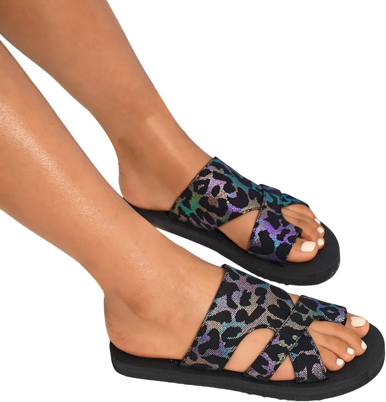 Comfortable Slip On Slide Sandals Thick Soled Hollow Women's Shoes Fashionable And Casual Toe Covered Floral Beach