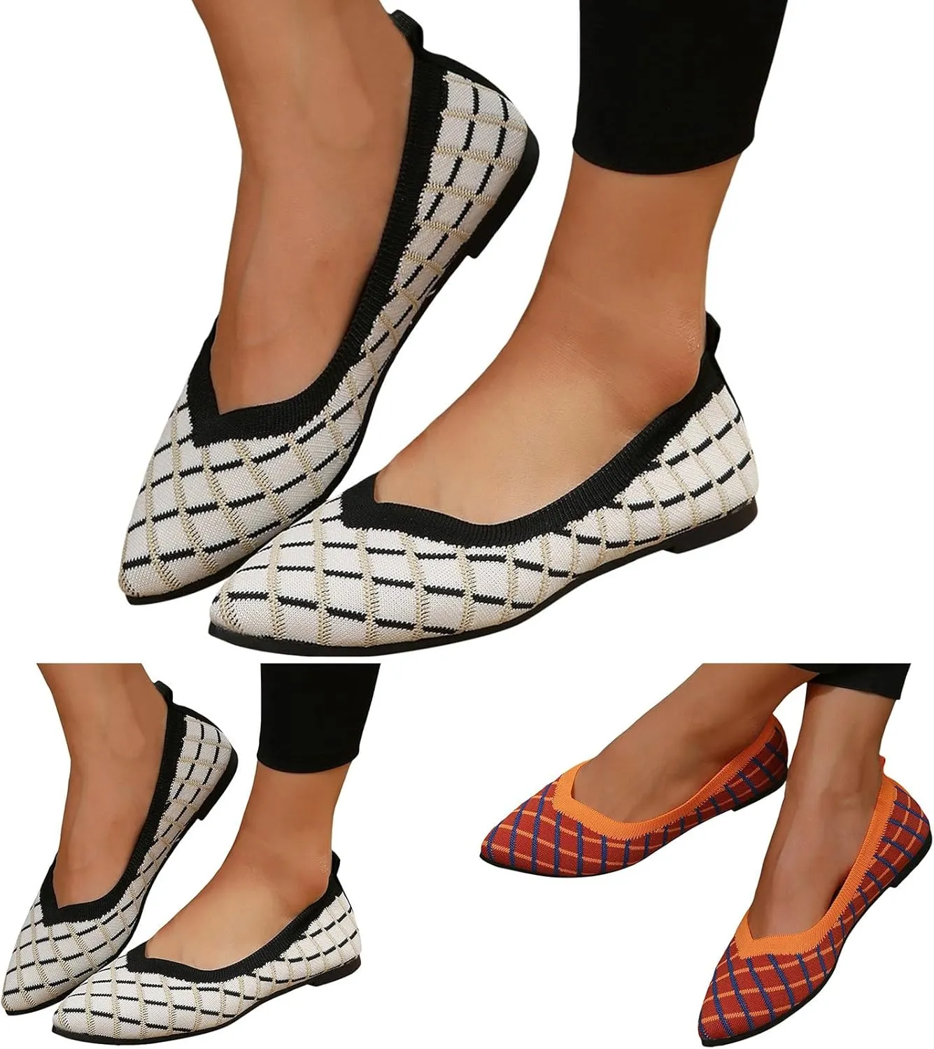 Convenient 女式平底鞋 for Women Color Matching Pointed Womens Cowhide Floral Print Flat Casual Slip on Driving Loafer Shoes