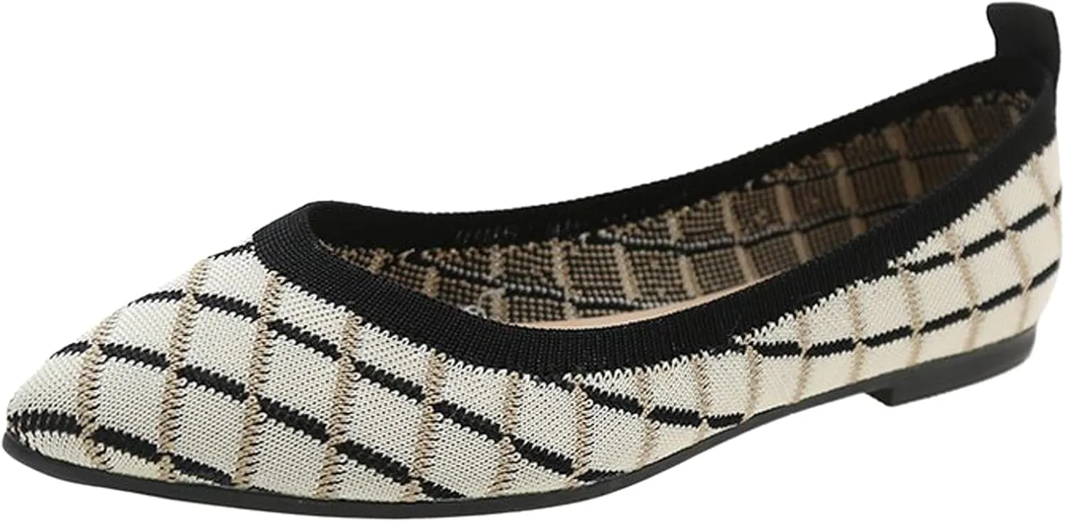 Convenient 女式平底鞋 for Women Color Matching Pointed Womens Cowhide Floral Print Flat Casual Slip on Driving Loafer Shoes