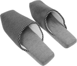 Cotton Indoor Slippers for Men Women Anti-slip Striped Knitted House Slippers