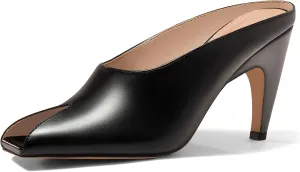 Coutgo Womens Kitten Heels Mules Open Peep Toe Slide Sandals Slip On Summer Dress Shoes