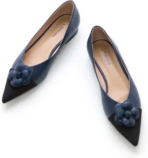 C.Paravano Flat Shoes for Women | Pointed Toe Shoes for Women | Women Pumps | Women's Flats | Pointed Toe Flats | Slip on Shoes Ballet Flats (Size 6.5,Navy)