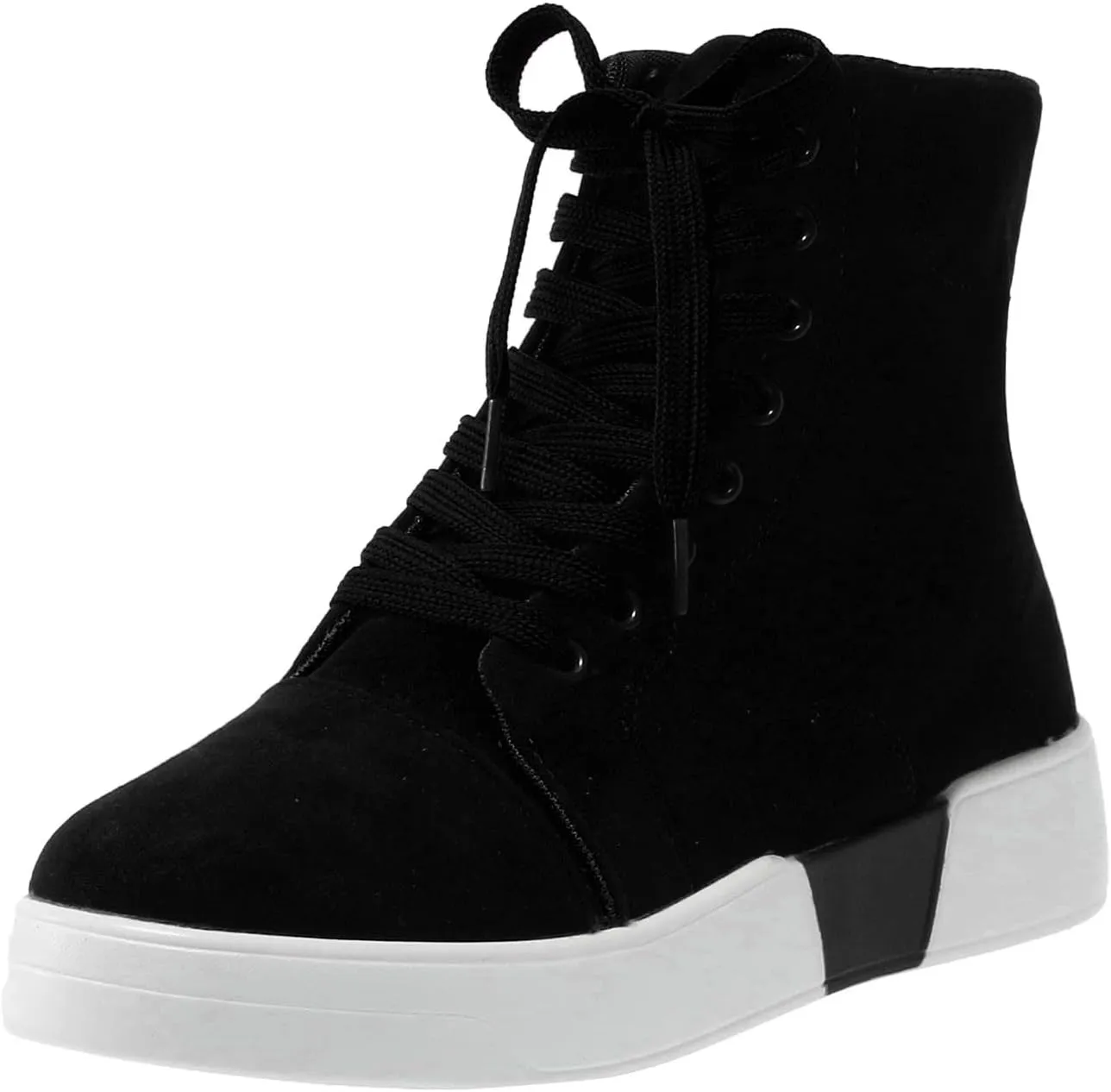 CsgrFagr Womens Lace Up High Top Fashion Ankle Booties Casual Shoes Skate Shoes Forever Shoes Women (Black, 7)