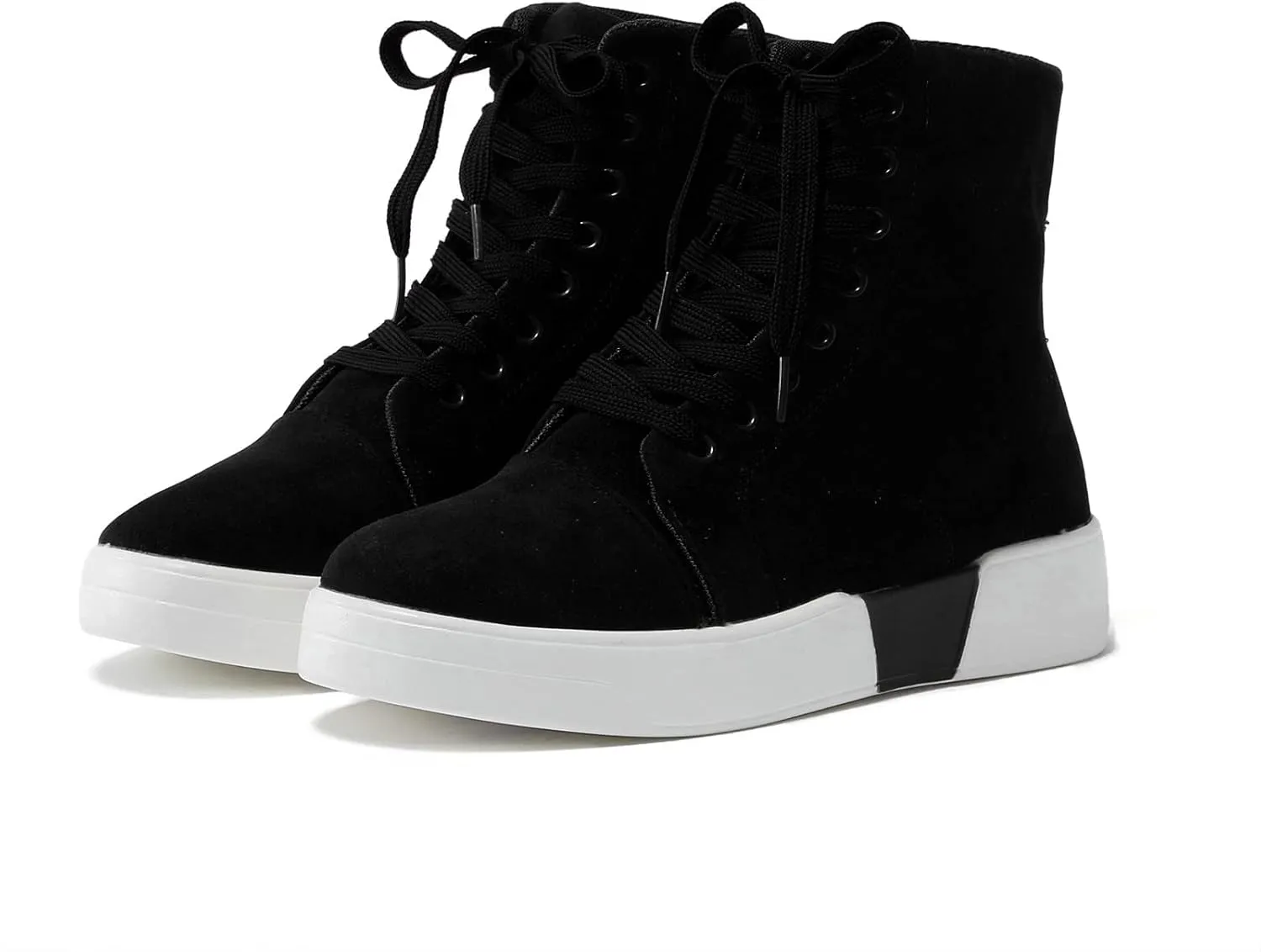 CsgrFagr Womens Lace Up High Top Fashion Ankle Booties Casual Shoes Skate Shoes Forever Shoes Women (Black, 7)