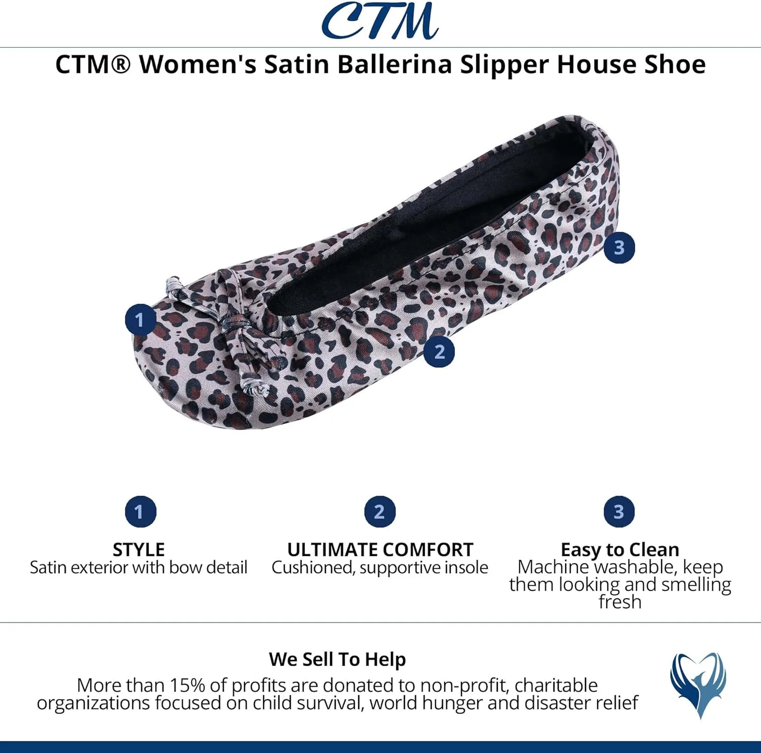 CTM® Women's Satin Ballerina Slipper House Shoe
