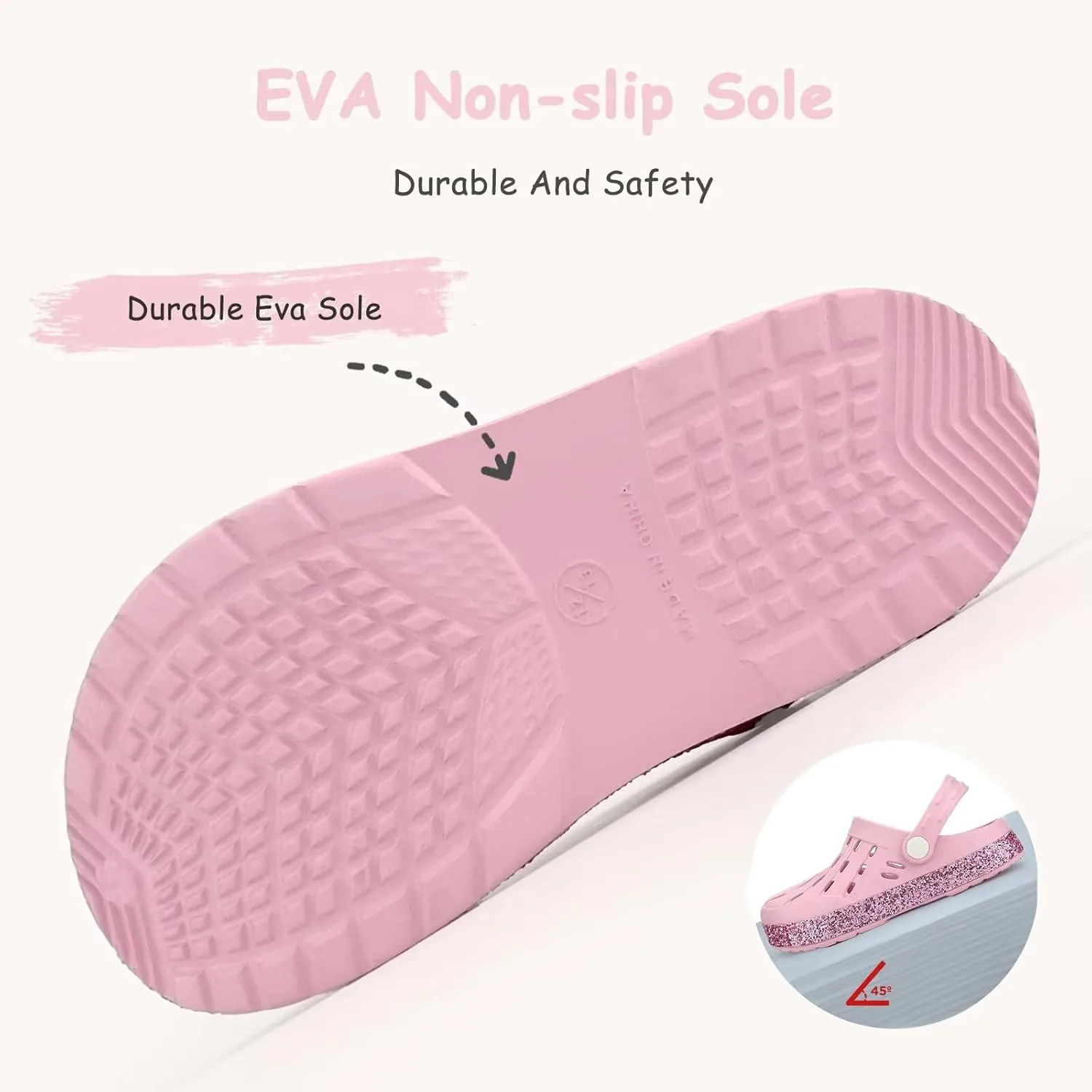 Cubufly Kids Garden Shoes Boys Girls Glitter Stripe Band Clogs Toddler Slip On Water Sandals Children Beach Pool Slipper