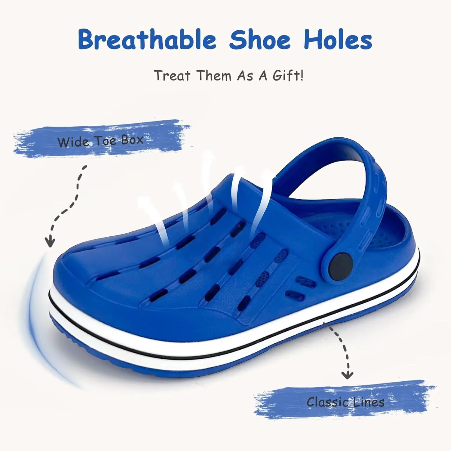 Cubufly Kids Garden Shoes Boys Girls Glitter Stripe Band Clogs Toddler Slip On Water Sandals Children Beach Pool Slipper