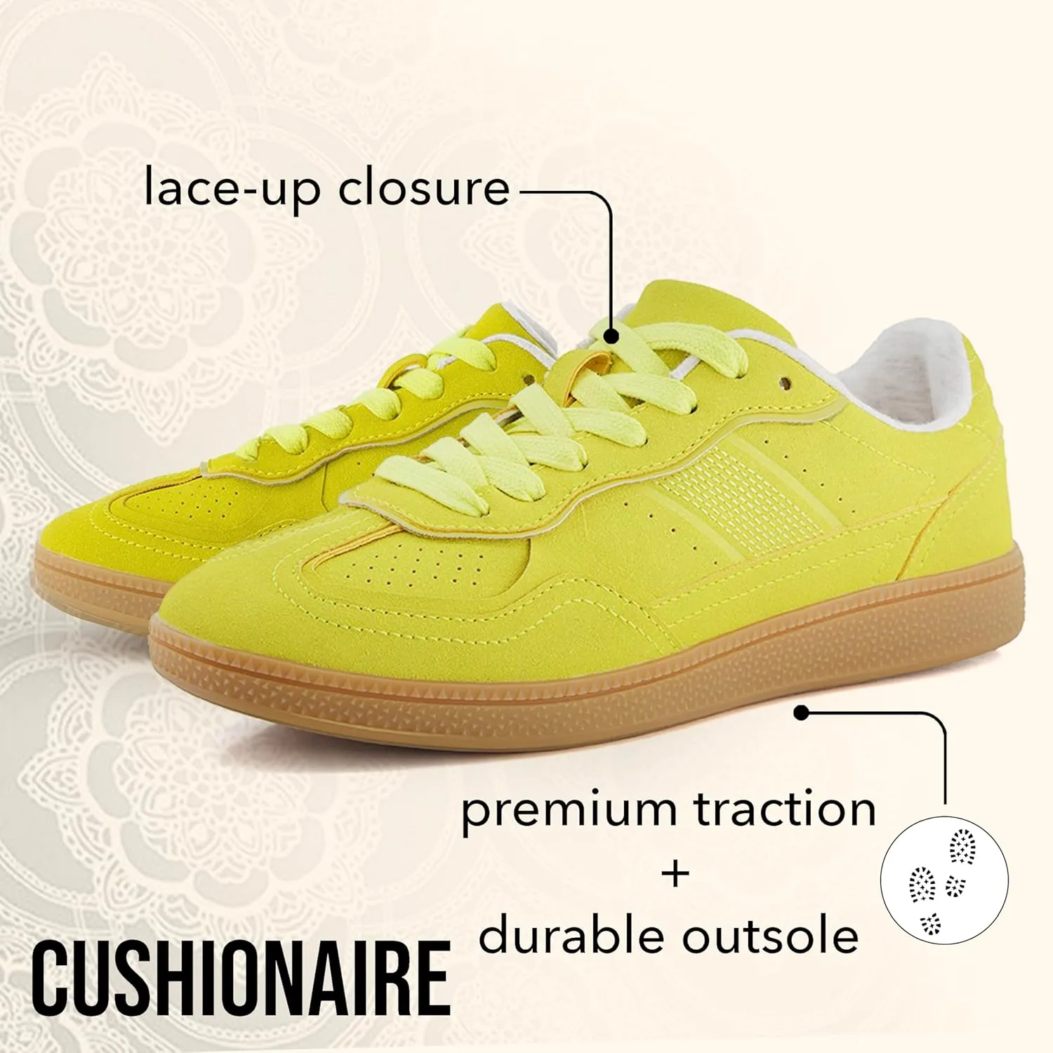 CUSHIONAIRE Bettina Women's Retro Sneaker with Cushioned Insole and Durable Gum Sole