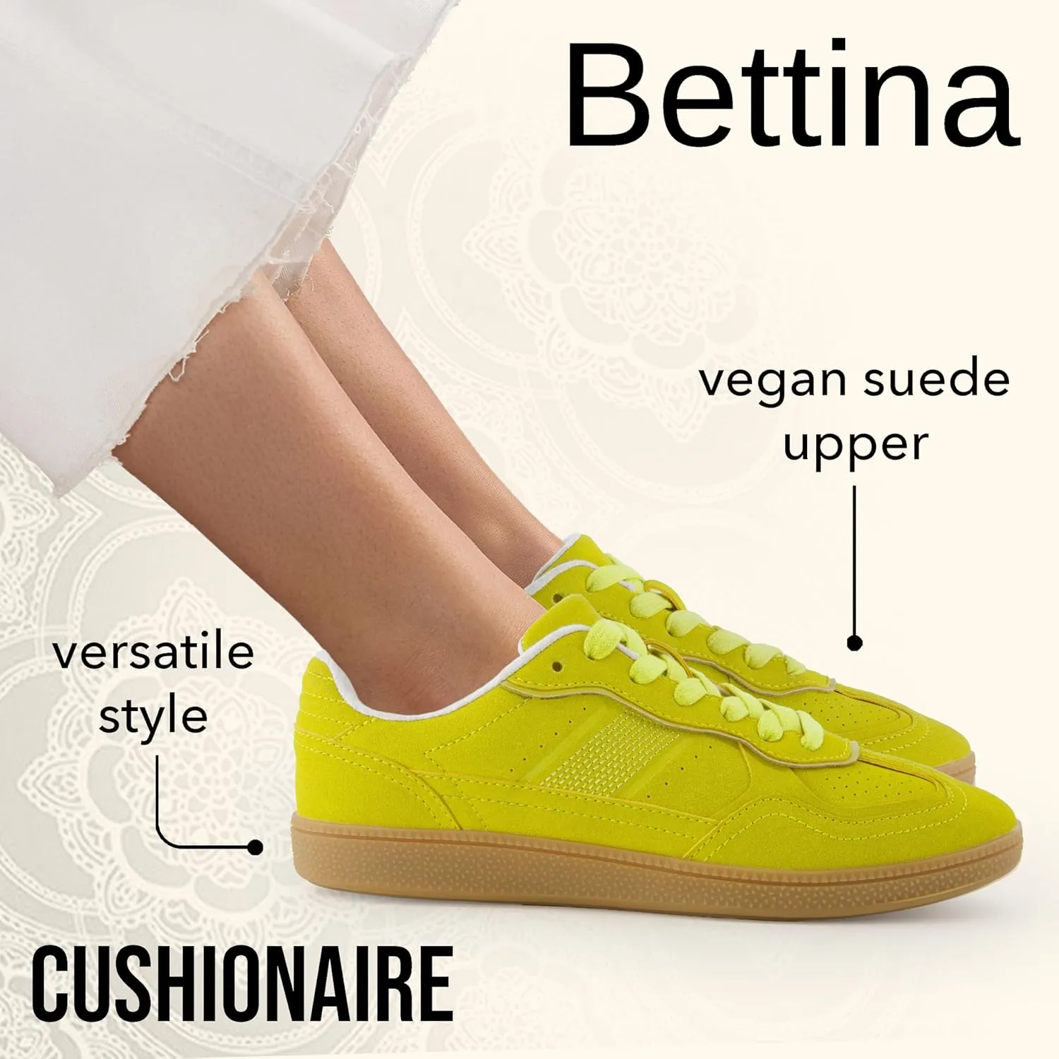CUSHIONAIRE Bettina Women's Retro Sneaker with Cushioned Insole and Durable Gum Sole
