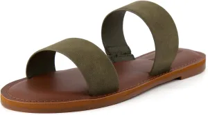 CUSHIONAIRE Women's Calico 2 band slide Sandal with  Comfort Foam