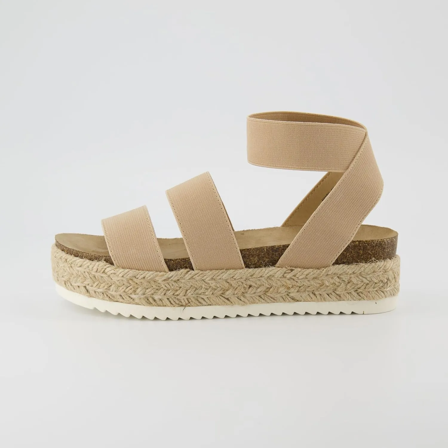CUSHIONAIRE Women's Mandy Cork Espadrille Platform Sandal - Strappy Wedge with Arch Support,