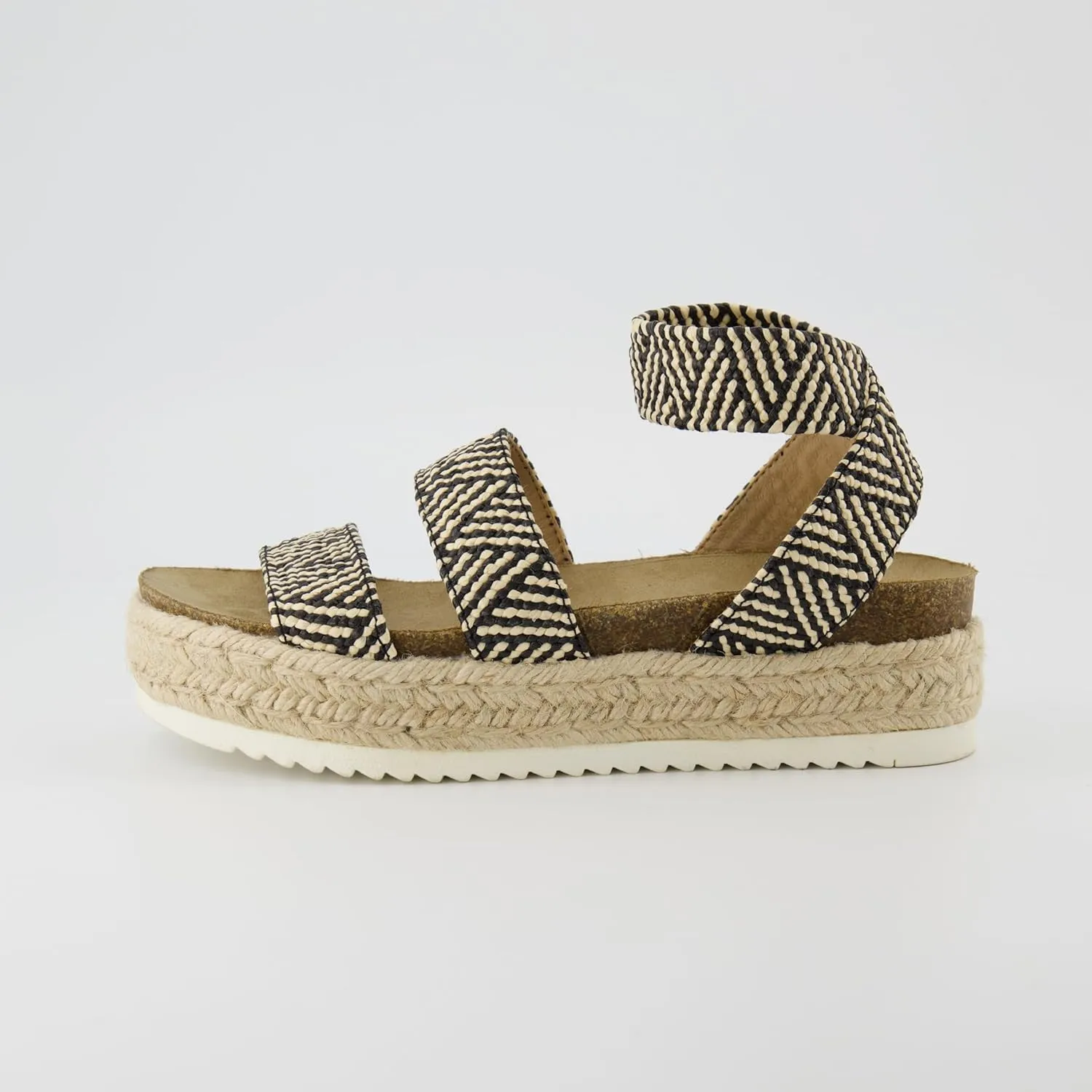 CUSHIONAIRE Women's Mandy Cork Espadrille Platform Sandal - Strappy Wedge with Arch Support,