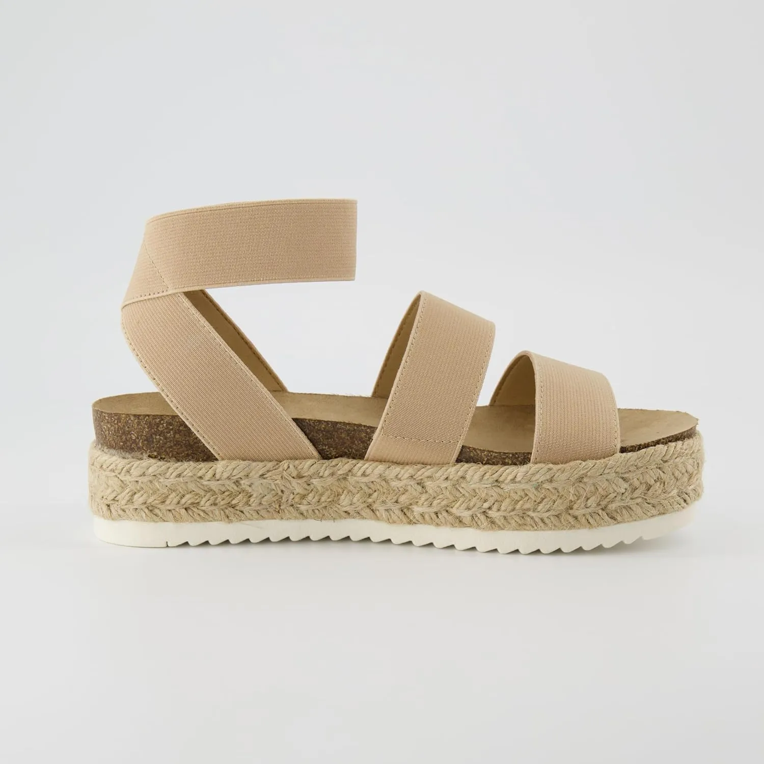 CUSHIONAIRE Women's Mandy Cork Espadrille Platform Sandal - Strappy Wedge with Arch Support,