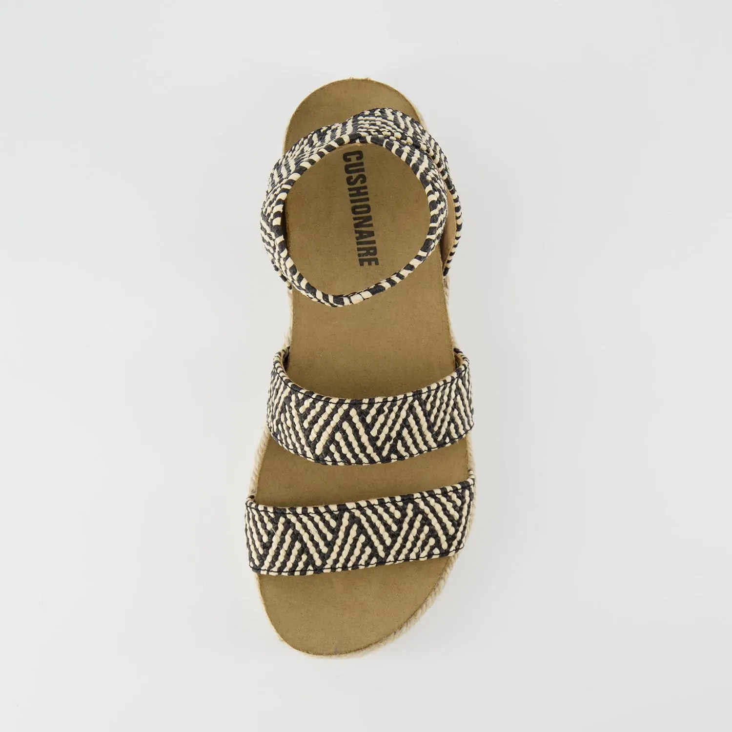 CUSHIONAIRE Women's Mandy Cork Espadrille Platform Sandal - Strappy Wedge with Arch Support,