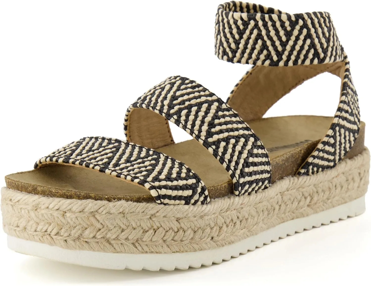 CUSHIONAIRE Women's Mandy Cork Espadrille Platform Sandal - Strappy Wedge with Arch Support,