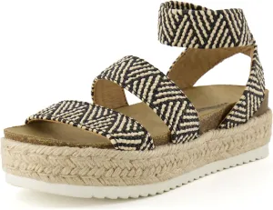 CUSHIONAIRE Women's Mandy Cork Espadrille Platform Sandal - Strappy Wedge with Arch Support,