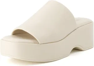 CUSHIONAIRE Women's Spin one band platform sandal with  Memory Foam