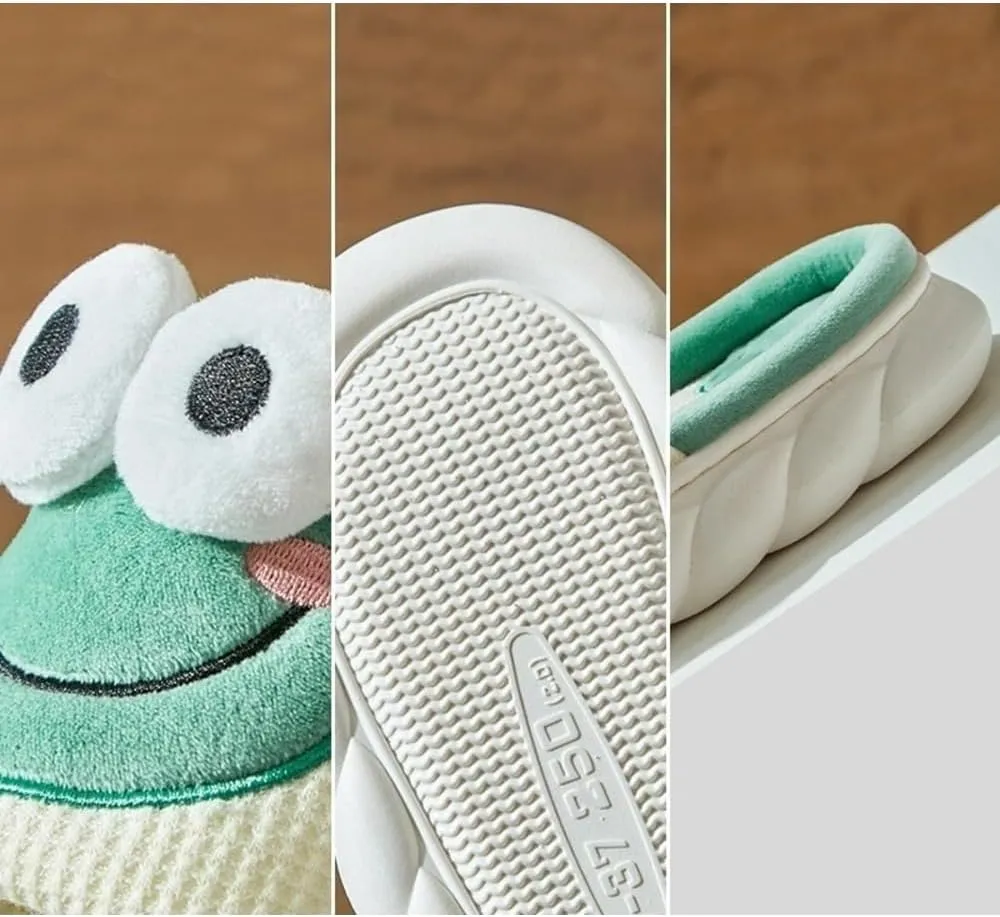 Cute Frog Slippers Women Men Preppy Slipper Kawaii Animal Slipper Cartoon Linen Slipper Comfy Bedroom Slides Sandals House Slipper Indoor Outdoor Home Slipper Creative Gifts