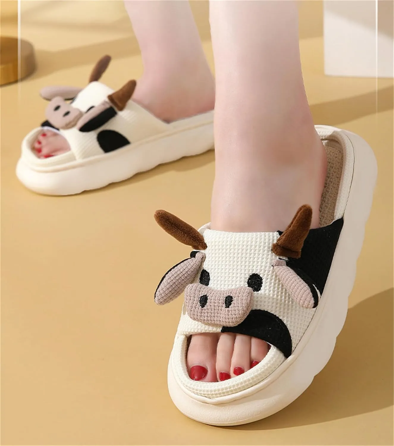 Cute Rabbit Lace Slippers, Animal Linen Slippers for Summer, Couple's Home Shoes