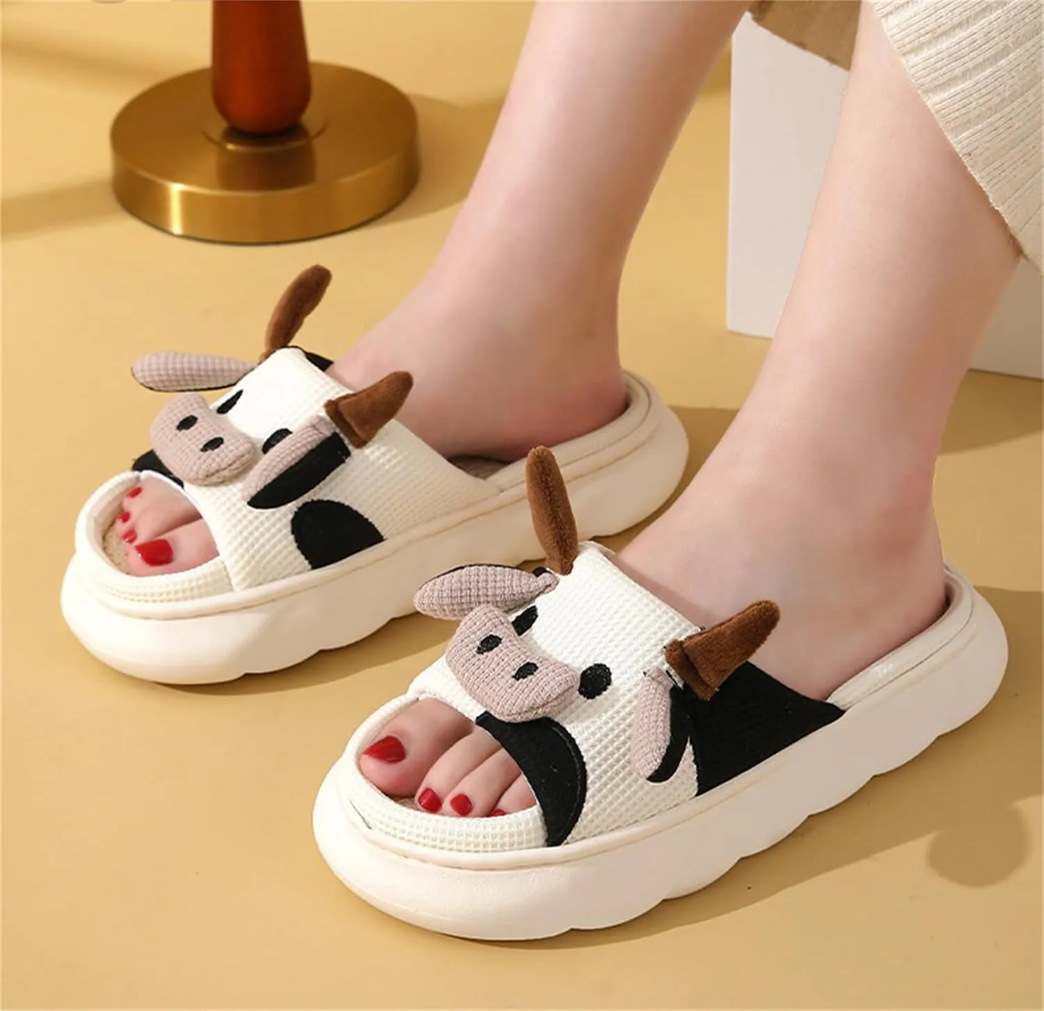 Cute Rabbit Lace Slippers, Animal Linen Slippers for Summer, Couple's Home Shoes